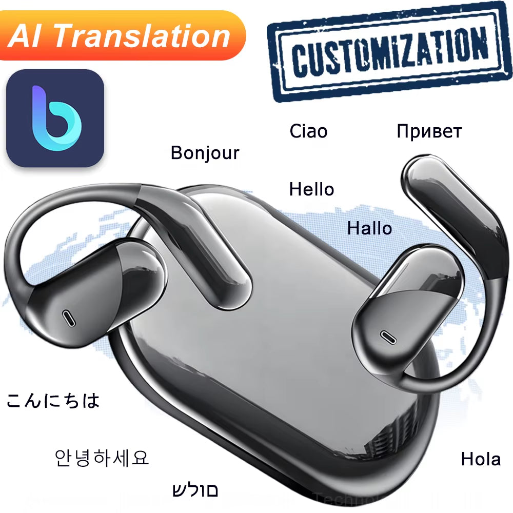 Laser-Engraved Logo YYK-Q16-H3 Ear Hooks Sports AI Translation Earphones Providing Real-Time Audio/Video Call Translation